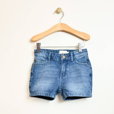 Gender Neutral Stretch Denim 5 Pocket Short - Creamie