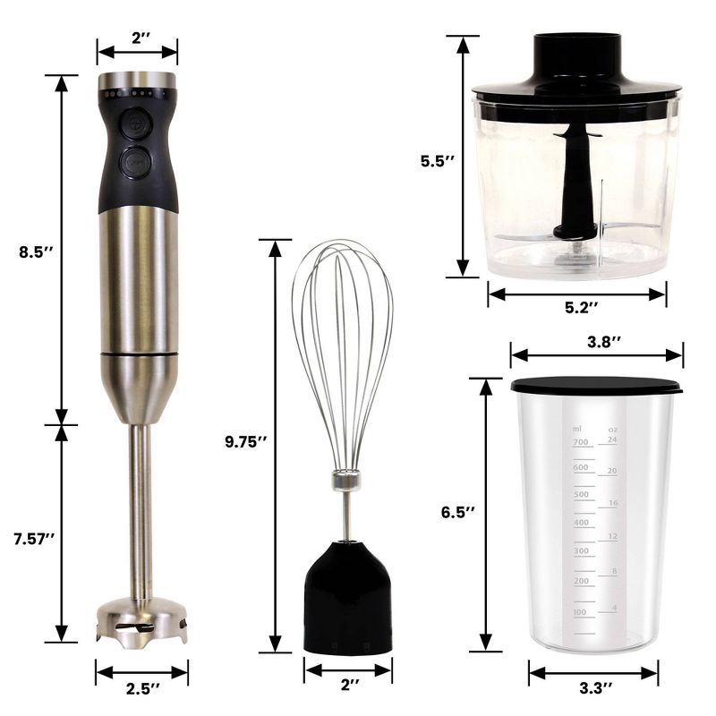 Kenmore Immersion 400W Hand Blender Set with Food Chopper and Whisk, 5 of 9