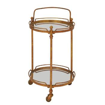Traditional Iron and Mirrored Bar Cart Brass - Olivia & May