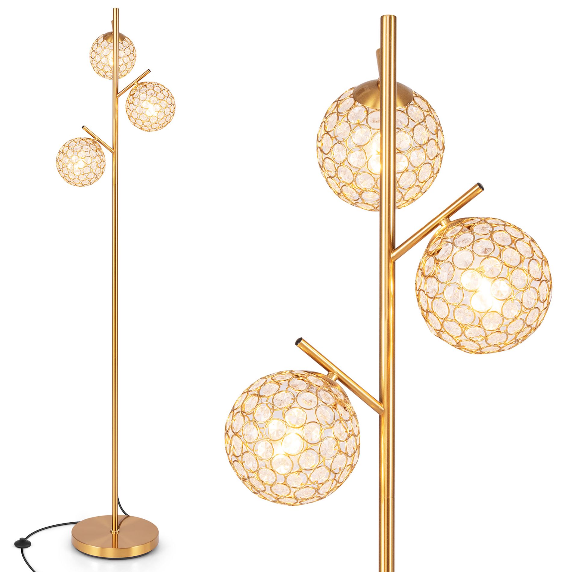 Costway 3-Globe Floor Lamp w/ Foot Switch & 3 E26 Bulb Bases Sturdy Metal Pole