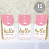Big Dot of Happiness Hello Little One - Pink and Gold - Girl Baby Shower Gift Favor Bags - Party Goodie Boxes - Set of 12 - 2 of 4