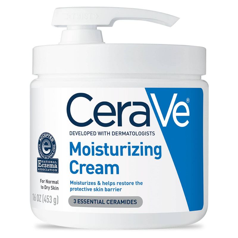 CeraVe Moisturizing Face &#38; Body Cream with Pump for Normal to Dry Skin - 16 fl oz, 1 of 12