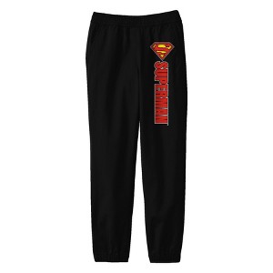 Superman Veritcal Classic Title Logo Youth Black Graphic Jogger Pant - 1 of 2
