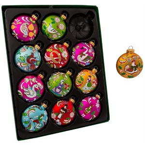 Kurt Adler Glass Ball Christmas Tree Ornament Set, 12 Days of Christmas, 2.5" (12-Count) - 1 of 4