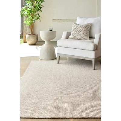 Ivory Rectangular Synthetic Easy Care Indoor/Outdoor Rug