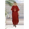 LEELA Women's Summer Maxi Nightdress Cover Up Gown Caftan Loungewear Dashiki House Dresses for Women 3X-4X Red, Polka Dots - 3 of 4