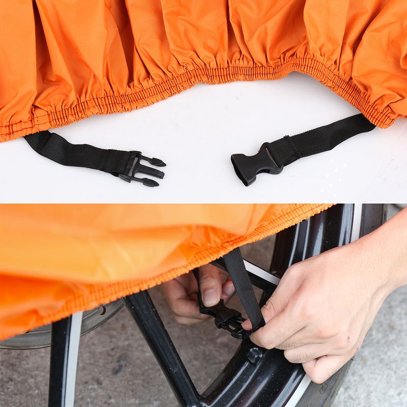 Unique Bargains 190T Black Orange Motorcycle Cover Outdoor Waterproof Dust Snow Protector, 3 of 9