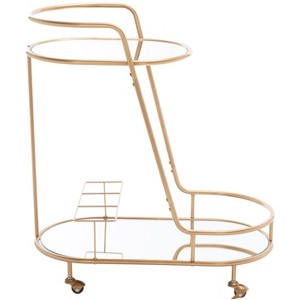 Midas 2 Tier Oval Bar Cart - BCT8008A - Gold/Mirror - Safavieh - 1 of 4