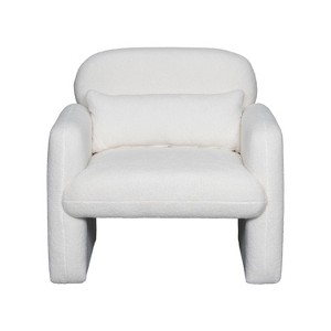 Vynxaria 22.8 Inch Modern Minimalist Accent Chairs, Gray Teddy Fleece Chairs with Armrests and Pillow, Ideal for Living Room & Bedroom - 1 of 4