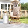 Barton Outdoor Rattan Wicker Swivel Basket Egg Chair Lounge Chair with Cushion, Beige - 2 of 4