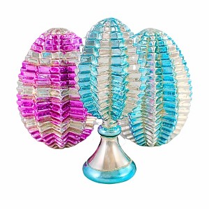 One Hundred 80 Degrees 6.5 Inch Geometric Eggs & Pedestal 3 Pc Modern Table Decor Spring Figurines - 1 of 4