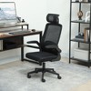 HOMCOM Mesh Office Chair, Ergonomic Desk Chair with Flip-up Armrest, Rotatable Headrest, Adjustable Lumbar Support, Black - 2 of 4