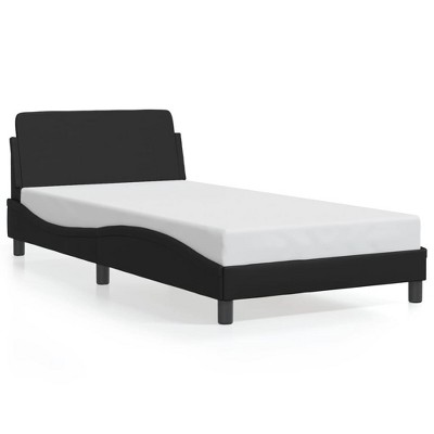 vidaXL Bed Frame with Headboard Black 39.4 in.x79.9 in. Twin XL Faux Leather