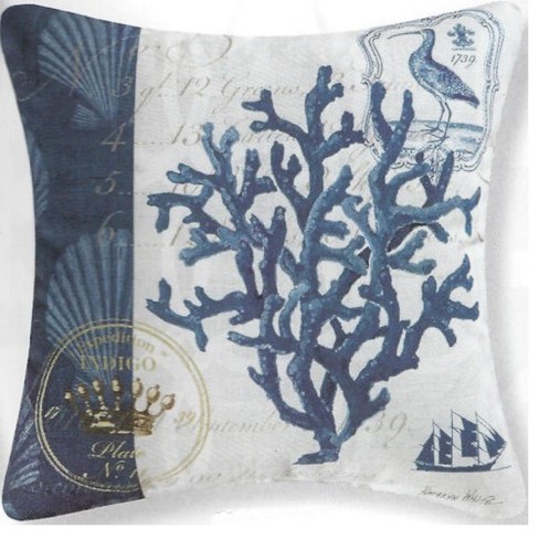 Gallerie Ii 18 Square Coral Reef Outdoor Throw Pillow Blue