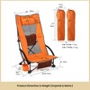 ARROWHEAD OUTDOOR 2-Pack Low Seating + 20° Reclining Folding Beach Chair w/ Padded Armrest, Cup Holder, Carry Bag, Supports 300lbs (Blaze Orange) - 3 of 4