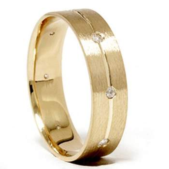 Pompeii3 Mens Comfort Fit Bezel Diamond Wedding Gold Band Ring