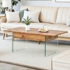KIGFTSOD Lift-Top Coffee Table with Storage and Tempered Glass Base, Space-Saving, Multi-Color for Living Room, Office - 3 of 4