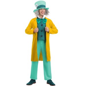 HalloweenCostumes.com X Large  Men  Men's Classic Disney Mad Hatter Costume | Disney Costumes, Green/Green/Orange - 1 of 4