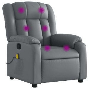vidaXL Gray Faux Leather Massage Recliner Chair - Manual Recline, Vibration Massage, Side Pocket, Sturdy Frame for Living Room, Lounge - 1 of 4