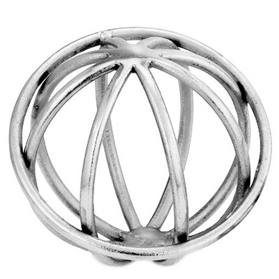 HomeRoots 7" Silver Cast Iron Decorative Orb Tabletop Sculpture