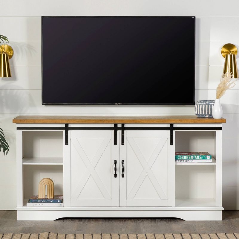 Modern Transitional Sliding Barndoor TV Stand for TVs up to 65"- Saracina Home, 5 of 25