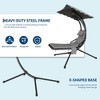 Hanging Chaise Lounge Swing Chair, Hanging Curved Chaise Lounge Chair Umbrella, Curved Steel Hammock Lounger Chairs for Patio Pool Garden Backyard - 4 of 4