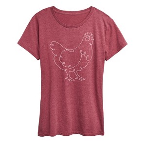 Women's - Instant Message - Chicken Continuous Line Doodle Short Sleeve Graphic T-Shirt - 1 of 4