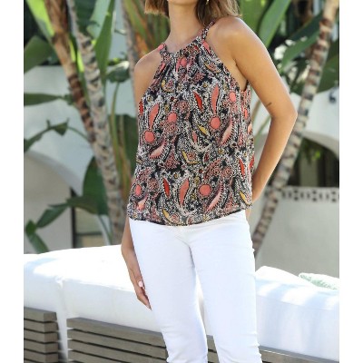 Women's Pleated Neck Halter Top - Veronica M