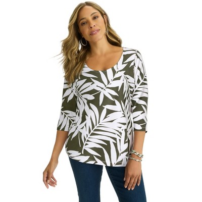 Jessica London Women's Plus Size Stretch Cotton Scoop Neck Tee