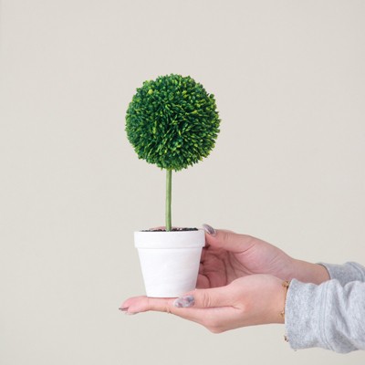 DSVIMOY Mini Faux Topiaries in Cream Pot, Faux Cacti Plants for Home Garden Office Store Decoration, Green, 10.6"*3.5"*9.5"