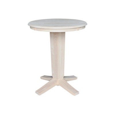 International Concepts 30" Solid Wood Round Top Pedestal Dining Table - 35.9" High, Unfinished