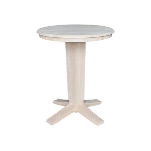 International Concepts 30" Solid Wood Round Top Pedestal Dining Table - 35.9" High, Unfinished - 1 of 1