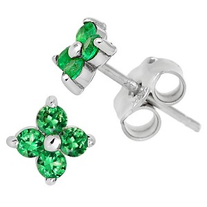 Jewelry Avalanche Womens 14K Gold 0.24ctw Emerald 4-Stone Stud Earrings Push Backings - 1 of 4