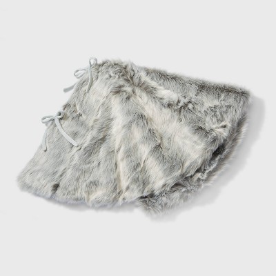48in Gray Faux Fur Christmas Tree Skirt - Wondershop™