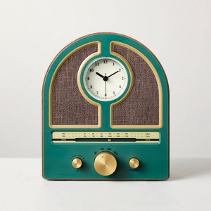 Vintage Portable AM/FM Radio Wood and Green - Hearth & Hand™ with Magnolia - 1 of 4