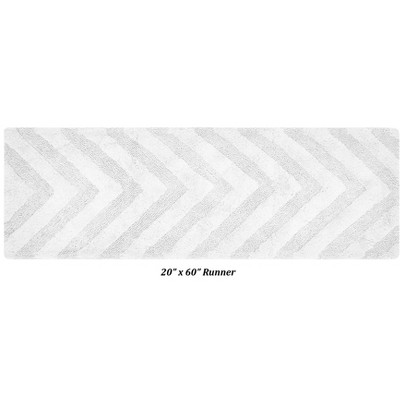 Hugo White Cotton Tufted Chevron Bath Runner 20" x 60"