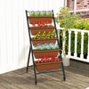 Tangkula 5-Layer Vertical Raised Garden Bed with Wheels Drainage Holes Freestanding Planter with Container Boxes Brown - 3 of 4