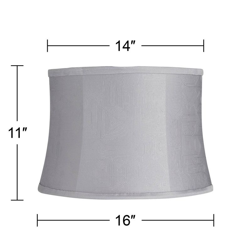 Springcrest Softback Drum Lamp Shade Gray White Medium 14" Top x 16" Bottom x 11" High Spider Replacement Harp and Finial Fitting, 5 of 8