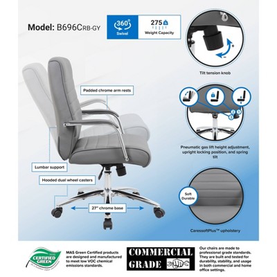 Modern Executive Ergonomic Swivel Chair in Ribbed Gray Vinyl