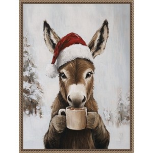 Amanti Art Donkey Winter Hot Cocoa by The Creative Bunch Studio Canvas Art Framed - 1 of 4