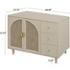 4-Door/2-Door Buffet Sideboard with Adjustable Shelves & Metal Handles, Stylish Rattan Storage Cabinet for Living Room or Study - ModernLuxe - 3 of 4