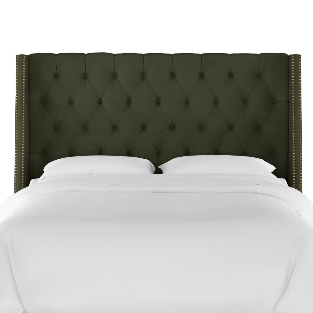Photos - Bed Frame Skyline Furniture Queen Arlette Diamond Tufted Wingback Headboard in Velve