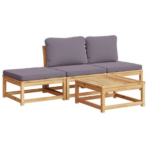 vidaXL Patio Lounge Set with Cushions 4 Piece - Solid Acacia Wood, Dark Gray Cushions, Modular Design for Garden/Patio - 1 of 4