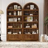 72" Arched Bookshelf with Storage Drawer, Modern 6-Tier Wood Display Cabinet, Open Shelves & Curved Door for Living Room & Kitchen - 3 of 4