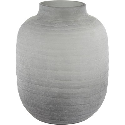 Studio 55D Carramar 11" High Matte Gray Glass Decorative Vase