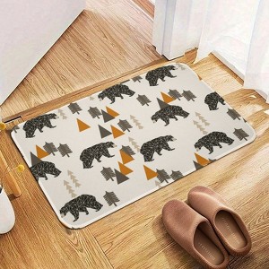 Camping Bear Bathroom Rugs Winter Bath Mat Absorbent Non Slip Bathroom Mat Christmas Soft Floor Carpet 16x20 Inches - 1 of 1