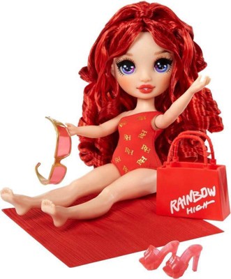 Rainbow High Swim & Style Ruby Red 11'' Doll With Shimmery Wrap To