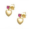 Radiant Reverie: 14k Yellow Gold Plated Heart Dangle Earrings Adorned with Sparkling Cubic Zirconia, Exuding Timeless Elegance and Sophistication - 2 of 2