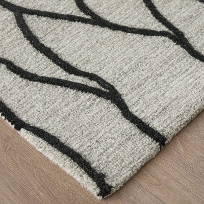 Hand-Tufted Black and Taupe Wool Rectangular Area Rug