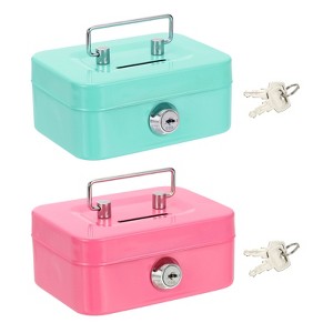 Unique Bargains Mini Safe Box with Metal Key Lock for Cash Watches 2 Pcs - 1 of 4